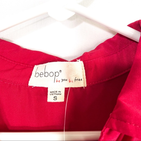Bebop Red Size Small Shirt Style Adjustable Sleeve Elastic Waist Light Dress NWT - Picture 2 of 10